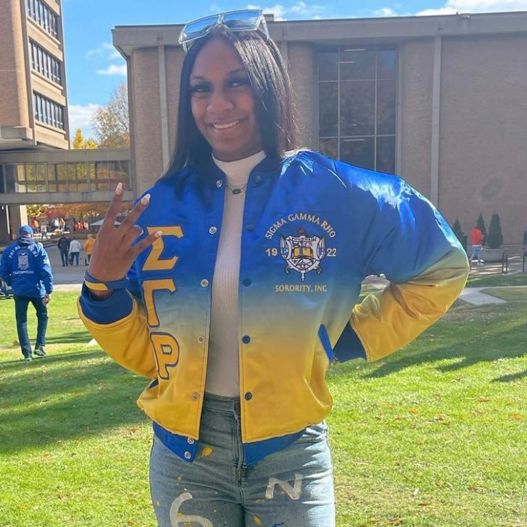 Sigma Gamma Rho Ombré Bomber Jacket