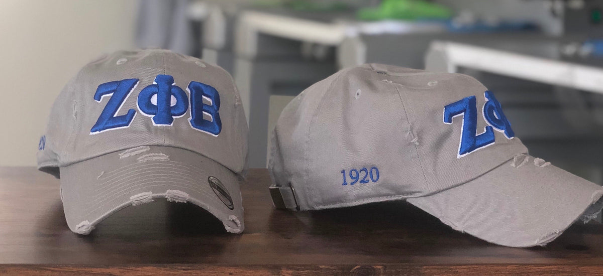 Grey Zeta Phi Beta Distressed Hat