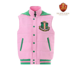 AKA Pink/Green Hooded Puffer Vest Sherpa Lining Read Description