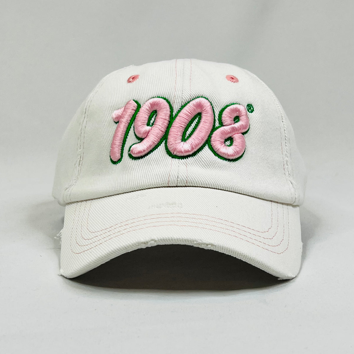 1908 White Denim Distressed Hat