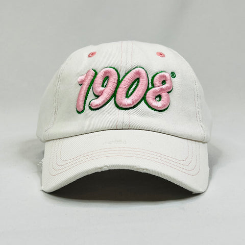 1908 White Denim Distressed Hat