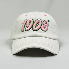 1908 White Denim Distressed Hat