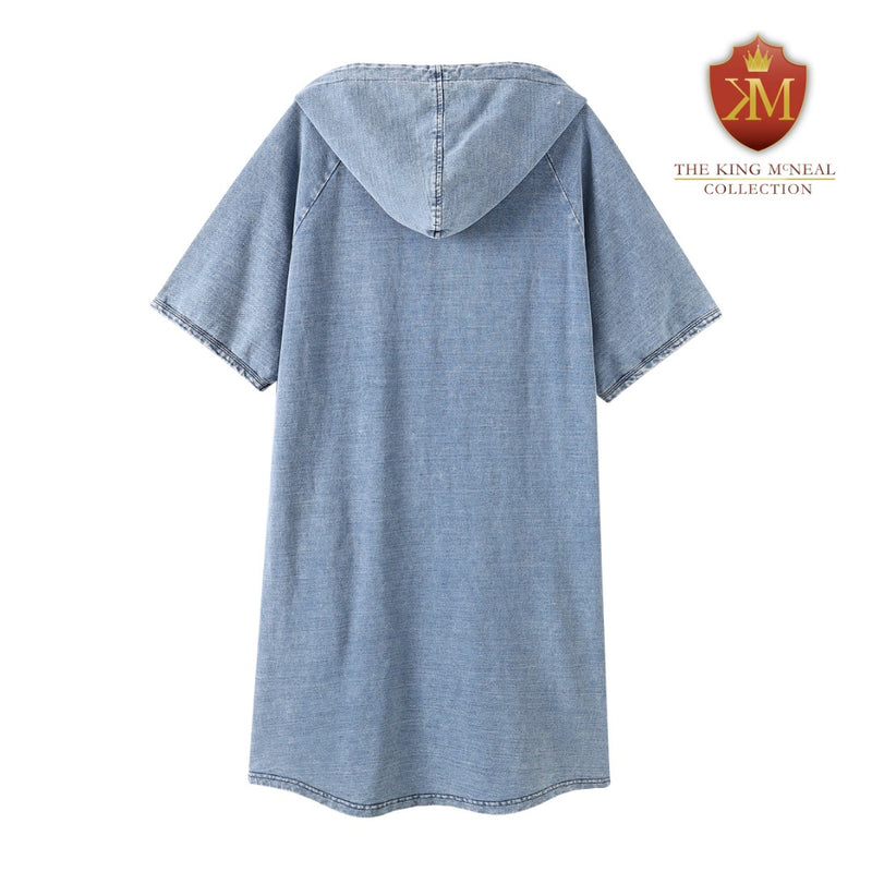 AKA Denim Hoodie Dress With Pockets