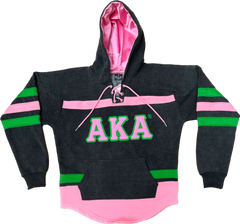 AKA Black Acid Wash Hockey Hoodie Unisex Size