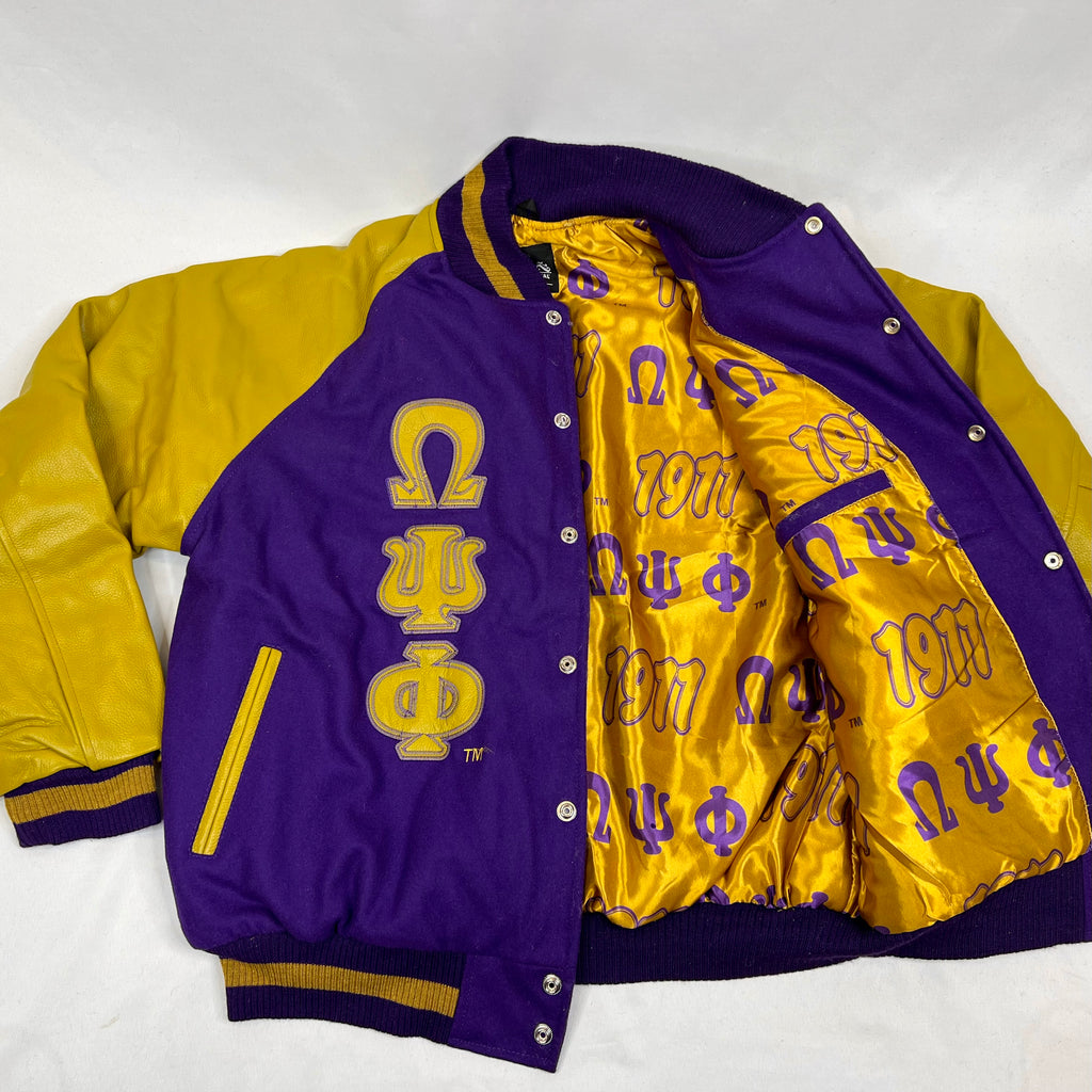 LA Lakers Letterman Purple Wool and White Leather Jacket