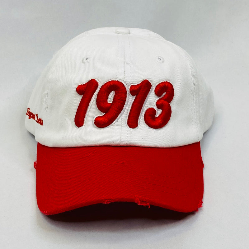 “1913” Delta Sigma Theta White & Red Hat