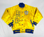 SGRho Gold Satin Bomber Jacket Custom Ribbon And Lining