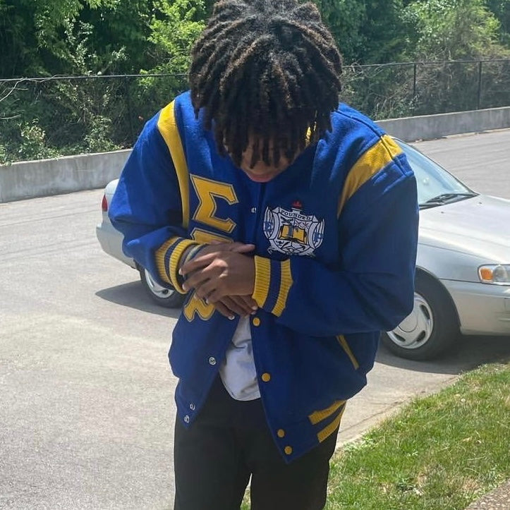 SGRho Wool and Leather Letterman Jacket