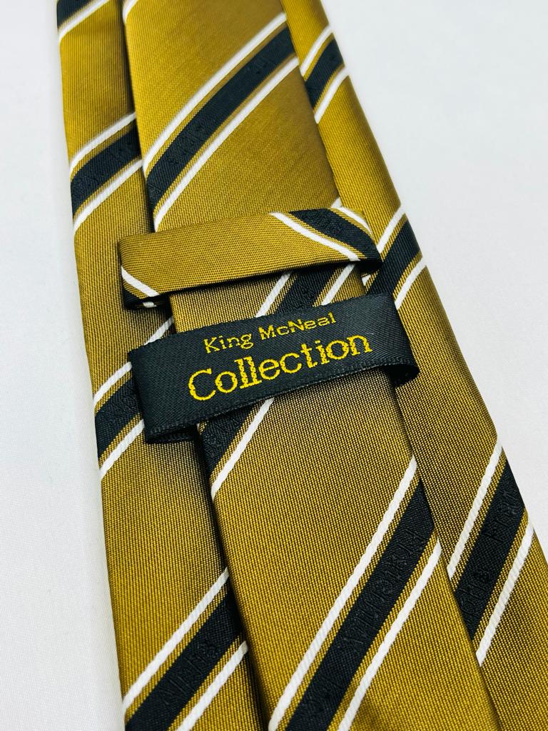 Black and Old Gold Alpha Monogram Tie
