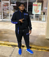 Black Phi Beta Sigma Tapered Sweatsuit Jacket