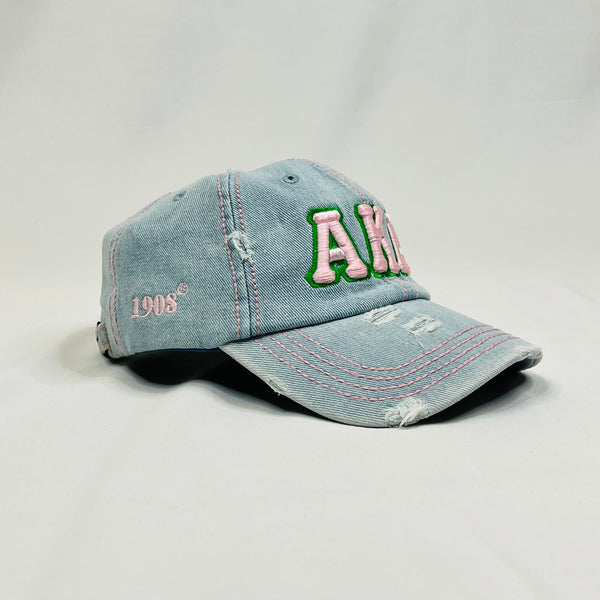AKA Light Denim Distressed Hat