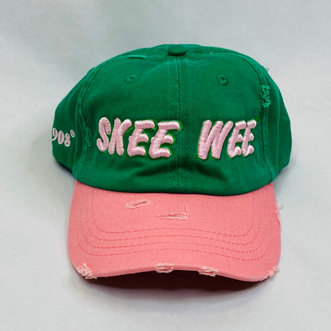 “SKEE WEE” Green & Pink Hat