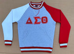 Delta Grey Opp Sleeve Crest Chenille Crewneck