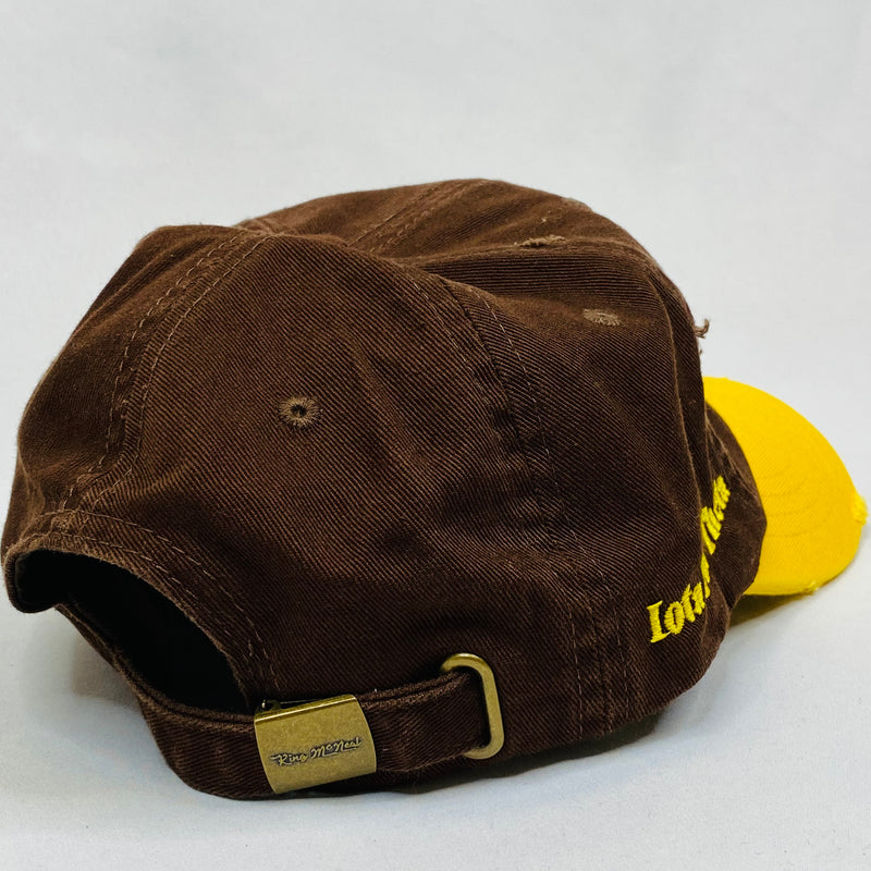 “ΙΦΘ” Iota Phi Theta Brown & Yellow Gold distressed hat