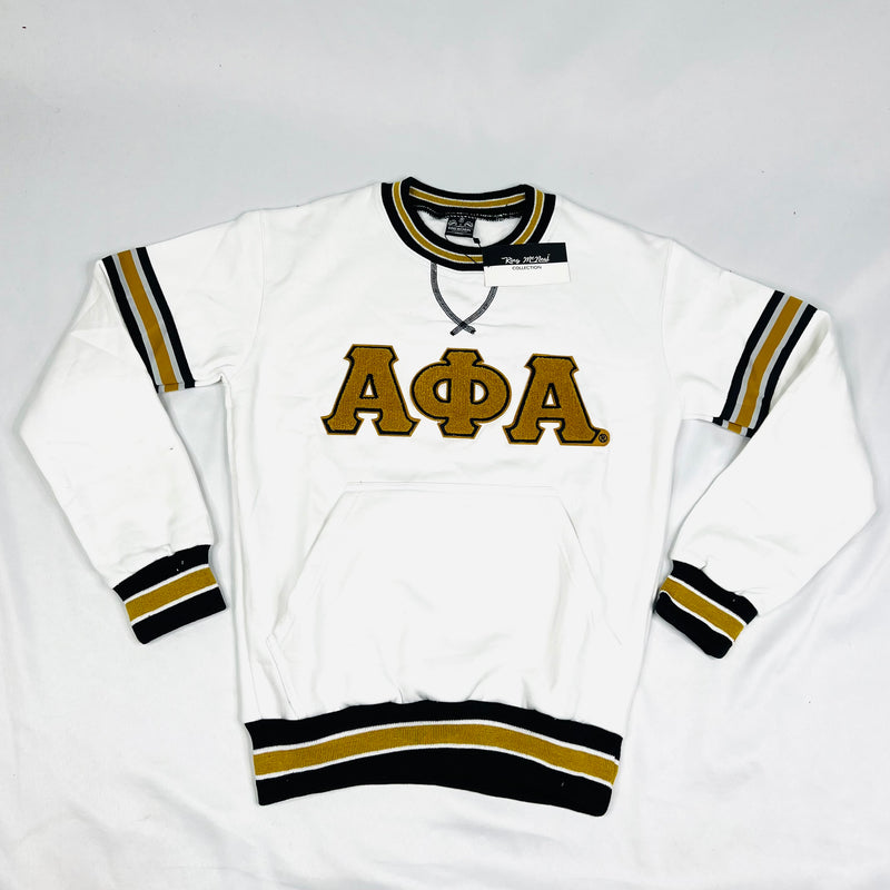 Alpha White Chenille Crewneck