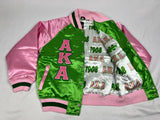 AKA Green Satin Bomber Jacket