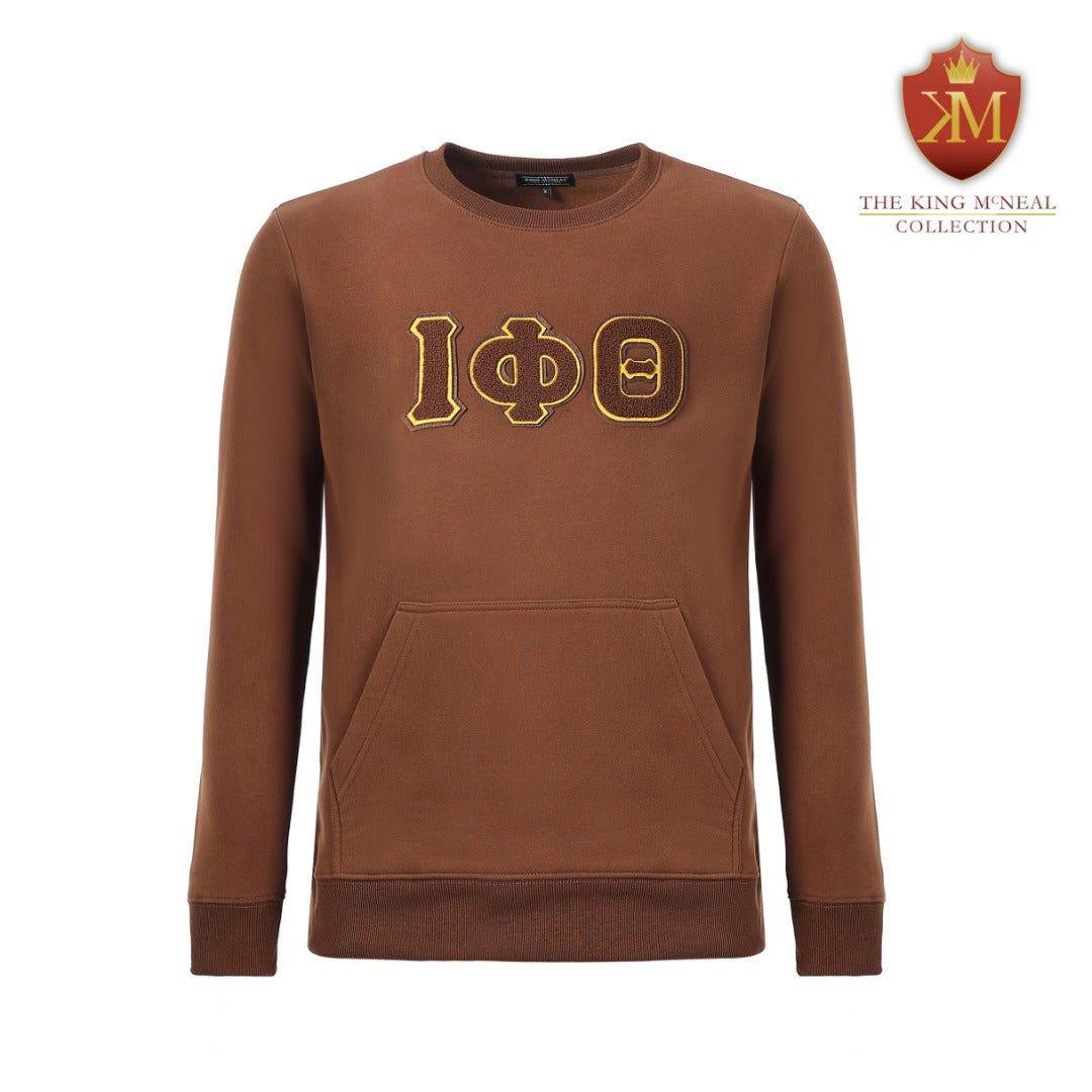 Iota Phi Theta Brown Chenille Pocket Crewneck