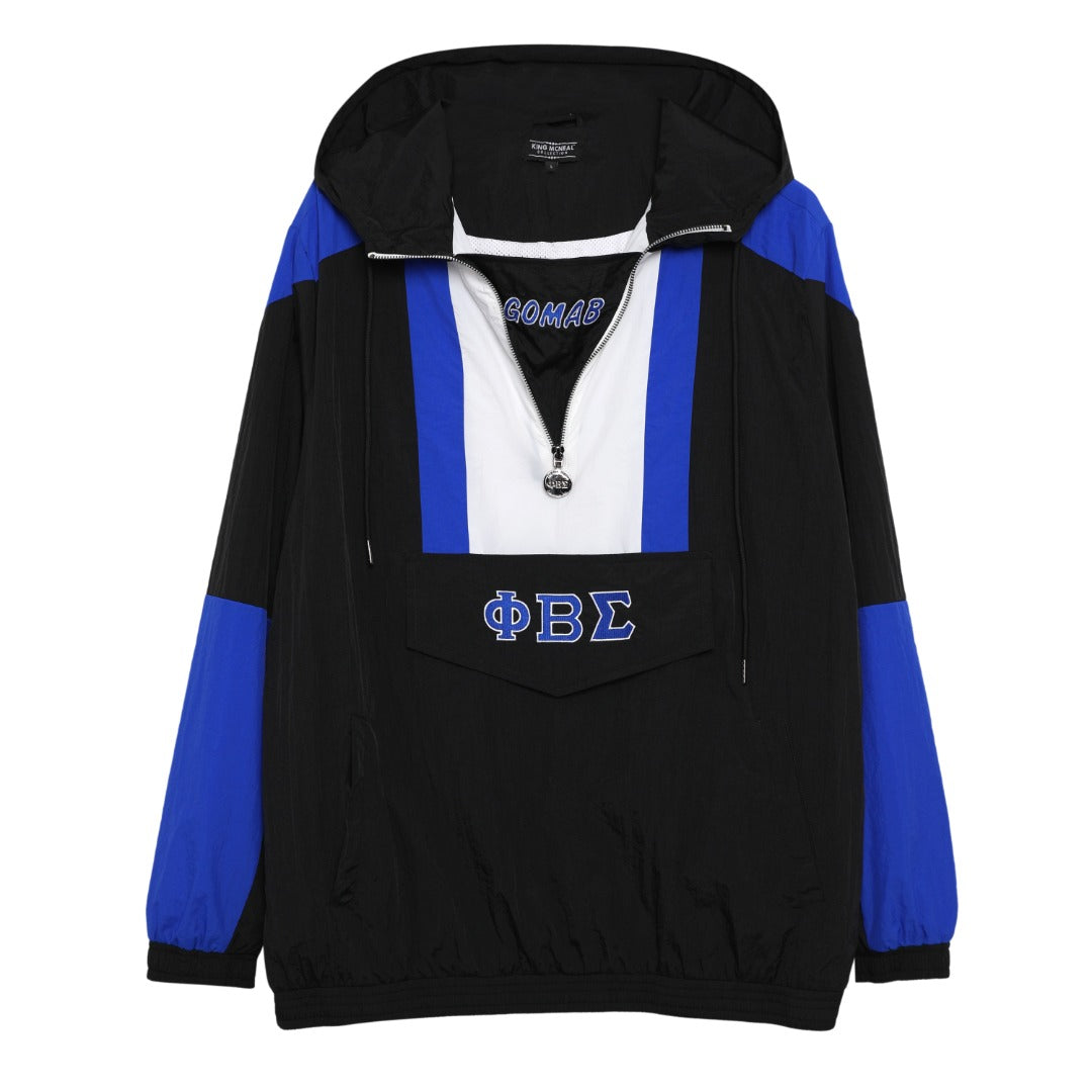 Black Phi Beta Sigma Half Zip Windbreaker Jacket