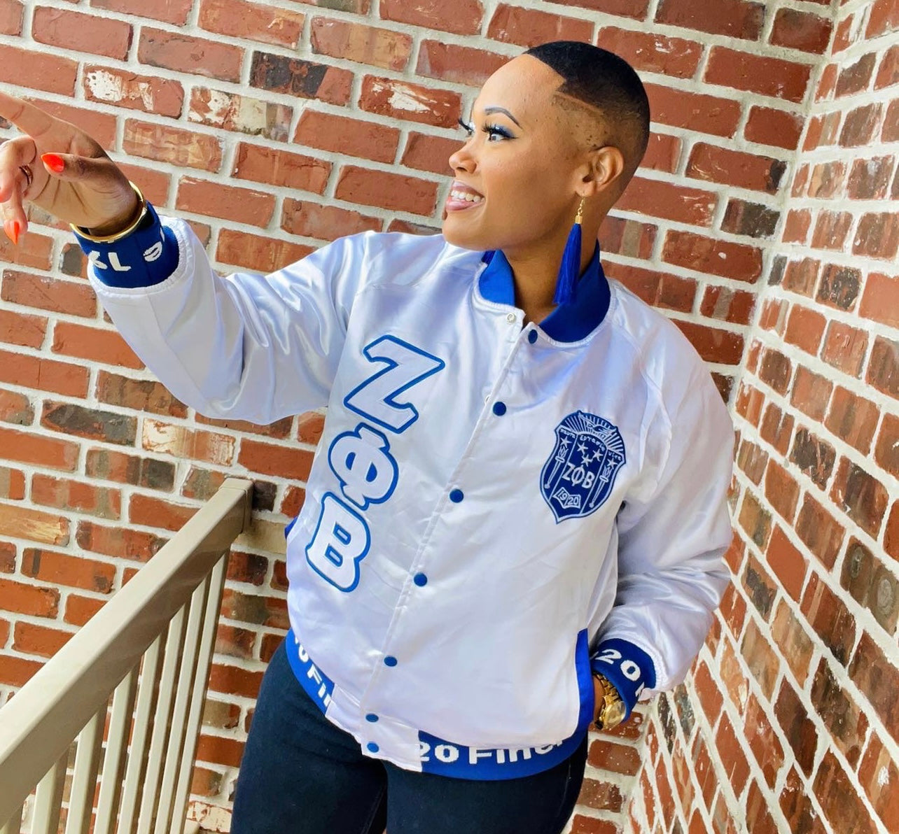 Zeta White Satin Bomber Jacket Custom Ribbon And Lining