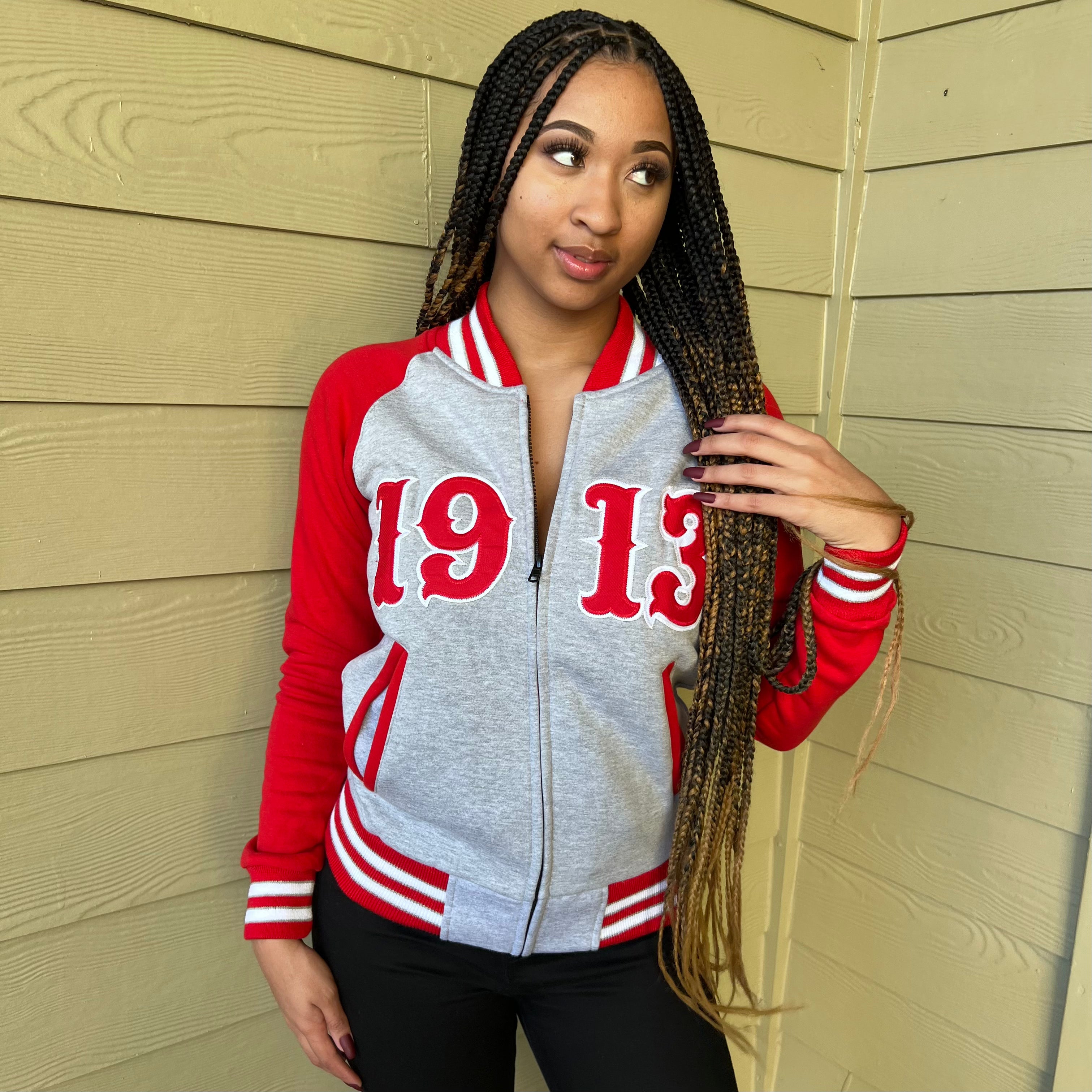 Delta 1913 Grey Fleece Letterman Jacket