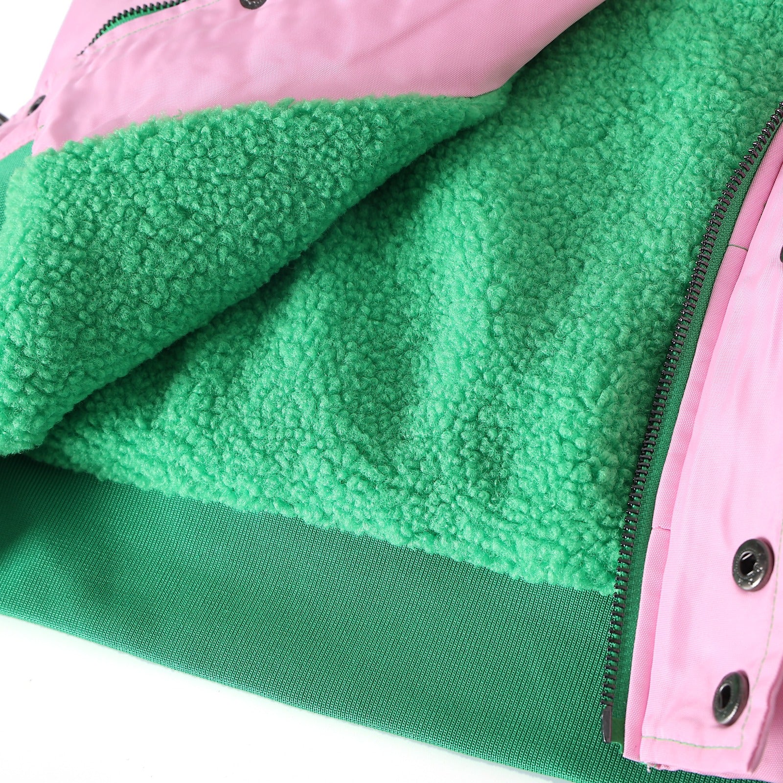 AKA Pink/Green Hooded Puffer Vest Sherpa Lining Read Description
