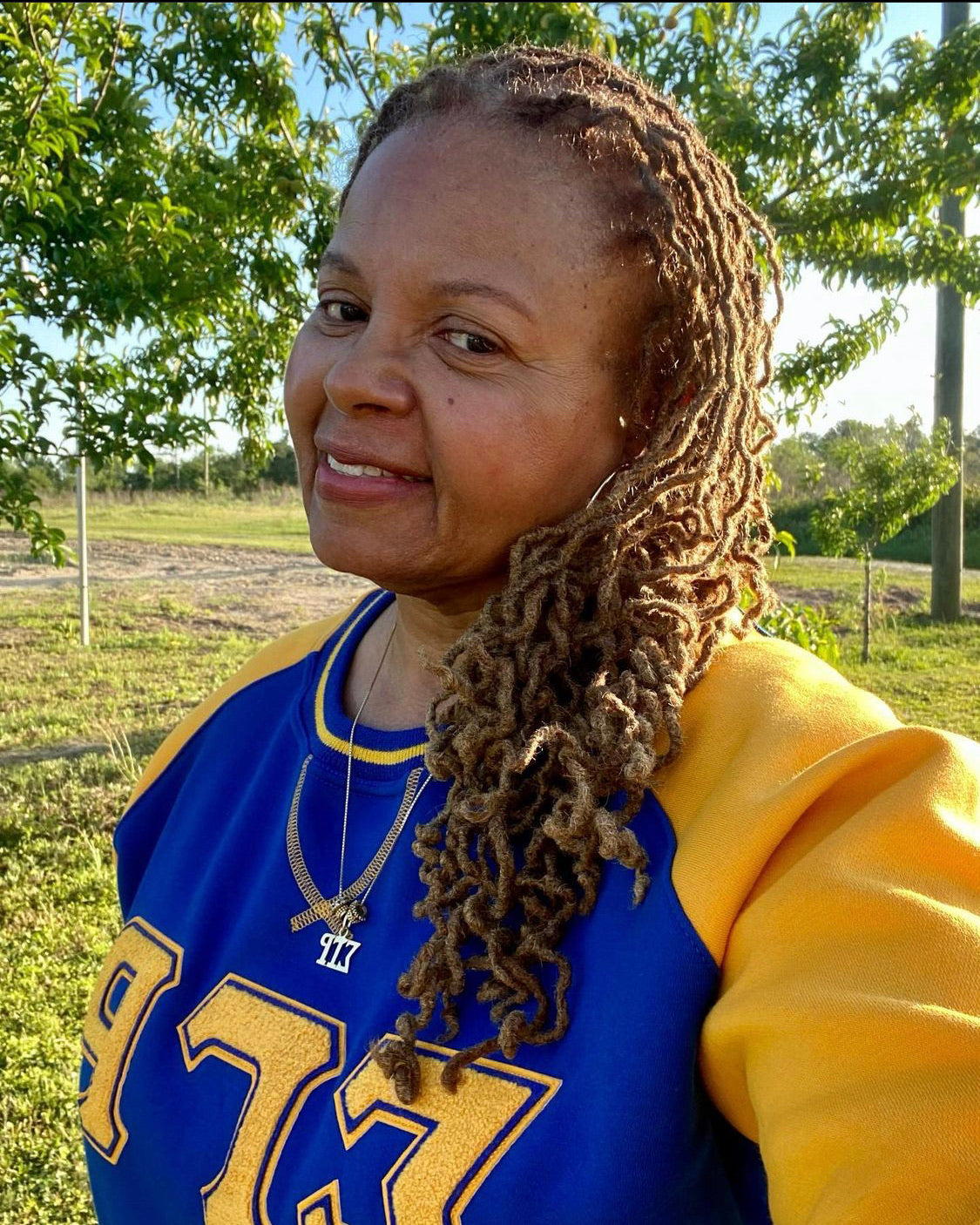 SGRho Chenille Pocket Crewneck