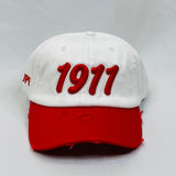 “1911” Kappa Alpha Psi White & Red distressed hat