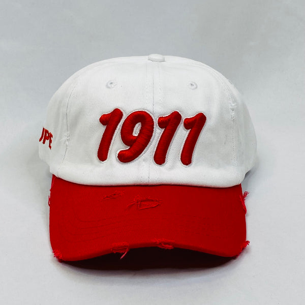 “1911” Kappa Alpha Psi White & Red distressed hat