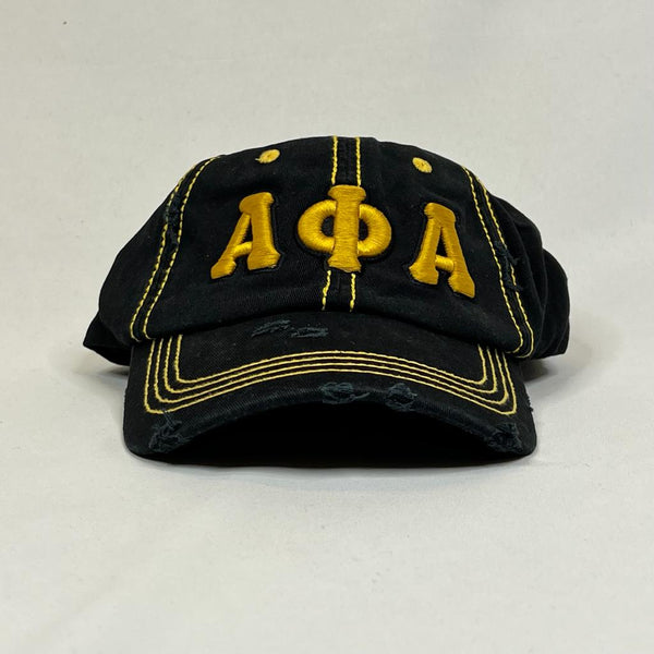 “AΦΑ” Black & Old Gold Stitch Hat