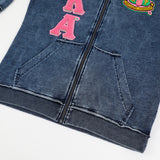 AKA Chenille Dark Washed Full Zip Denim Hoodie