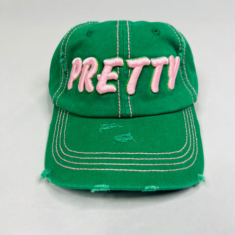“PRETTY GIRL” Green & Pink Hat