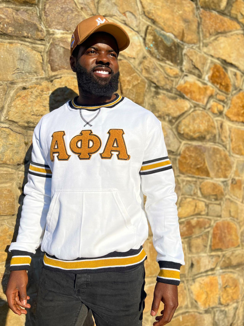 Alpha White Chenille Crewneck