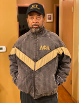 Alpha Black Washed Denim and Suede Jacket