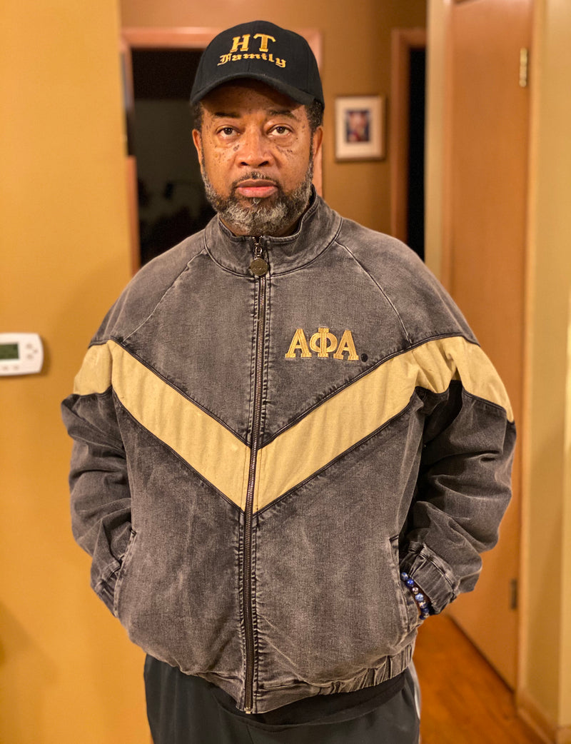 Alpha Black Washed Denim and Suede Jacket