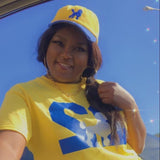 “Poodle” SGRho Yellow Gold & Royal Blue Hat