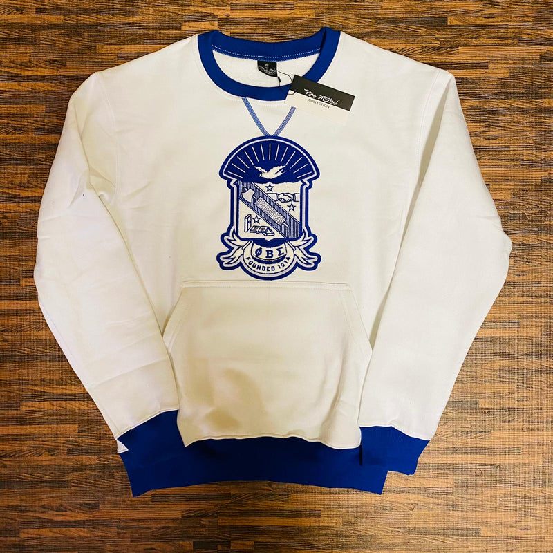 Sigma Crest White Chenille Crewneck