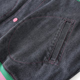 AKA Black Denim Bomber Jacket Read Description