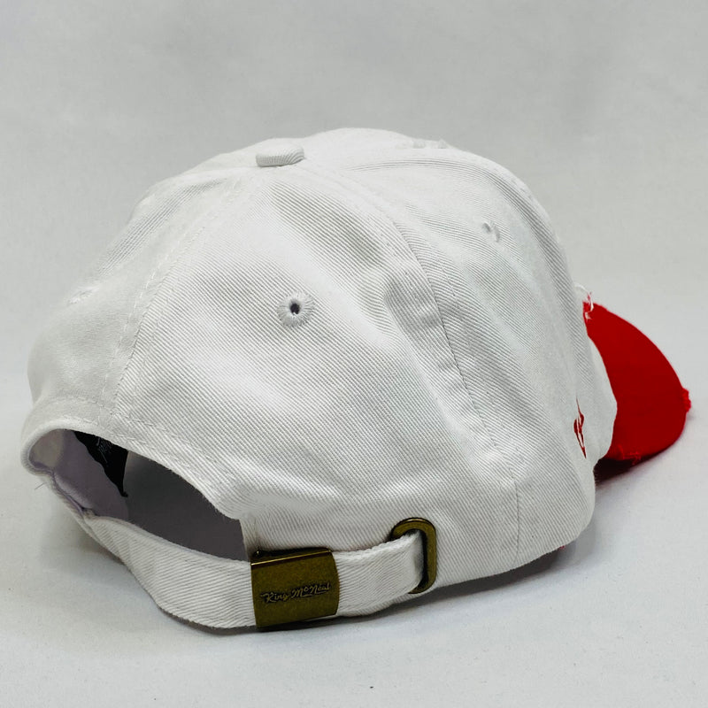 “NUPE” Kappa Alpha Psi White & Red distressed hat