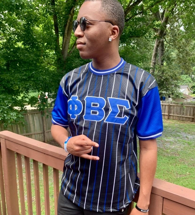 Black Phi Beta Sigma Pinstripe Baseball Jersey