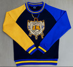 SGRho Black Opp Sleeve Chenille Crest Pocket Crewneck