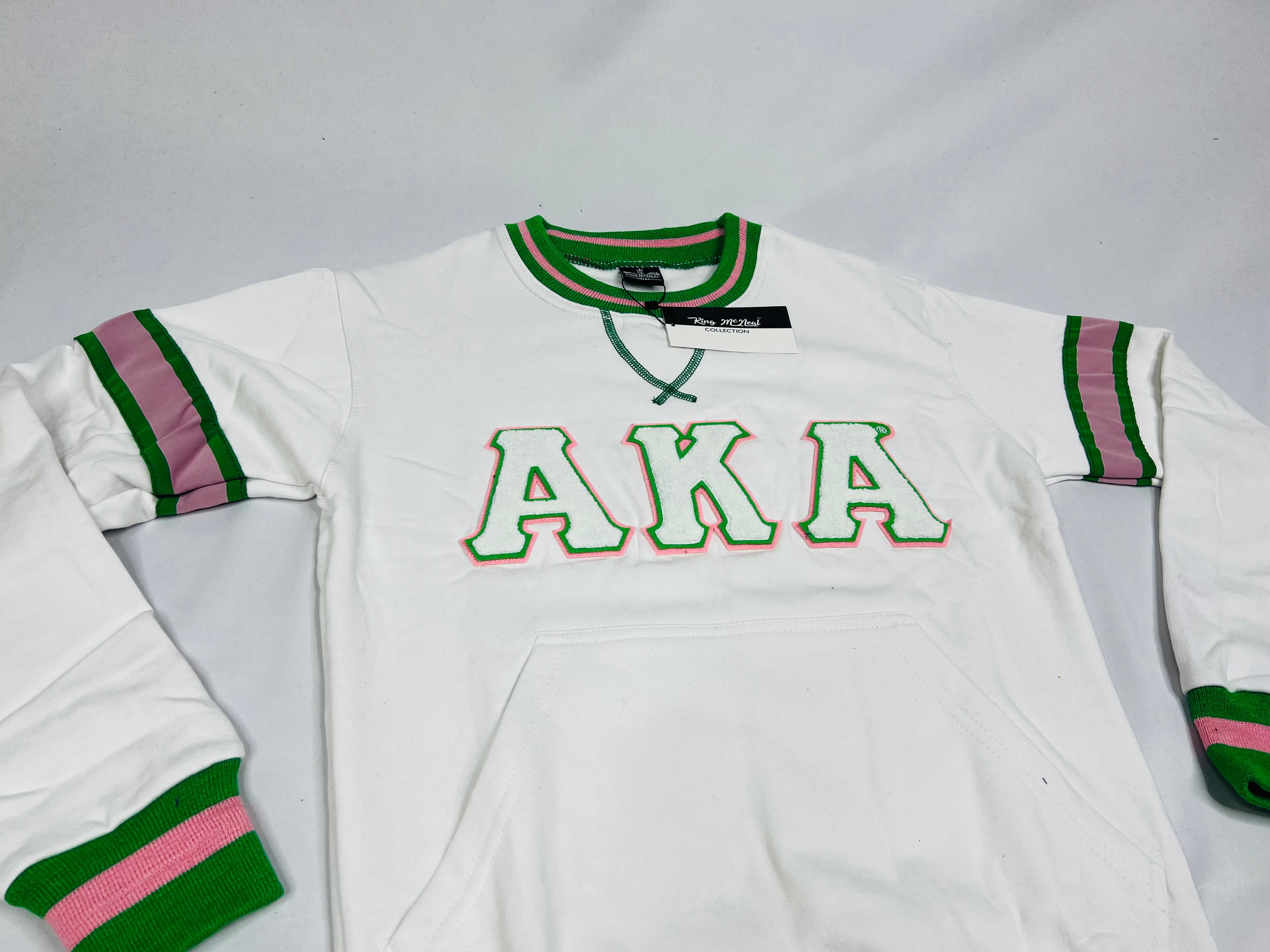 AKA White Stripe Chenille Crewneck (Unisex Size)