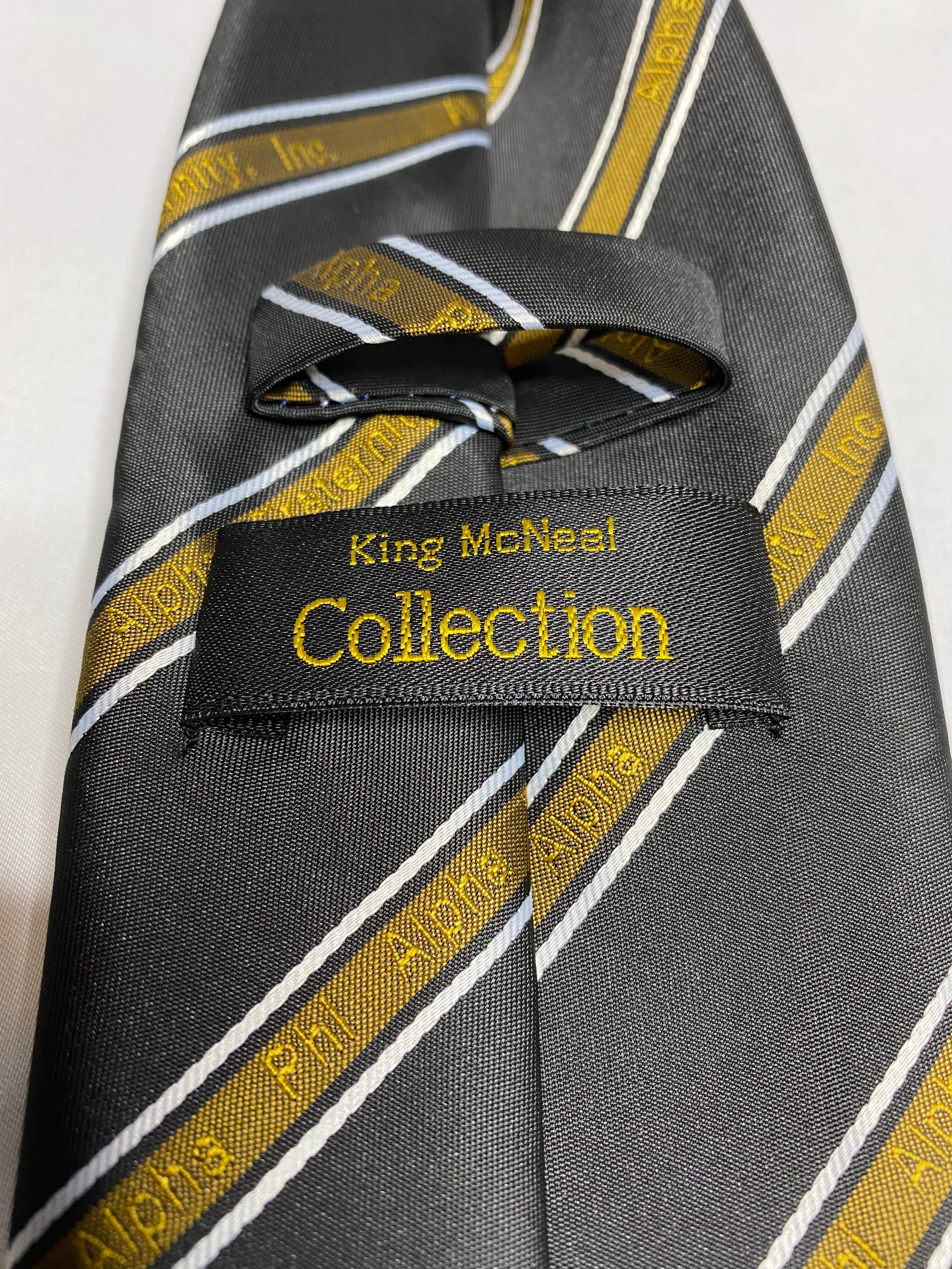 Black and Old Gold Alpha Monogram Tie