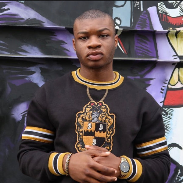 Alpha Black Crest Chenille Crewneck