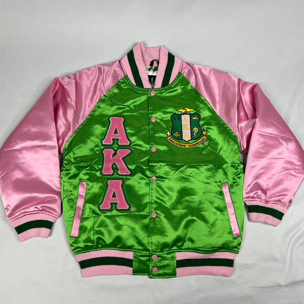 AKA Green Satin Bomber Jacket
