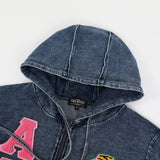 AKA Chenille Dark Washed Full Zip Denim Hoodie