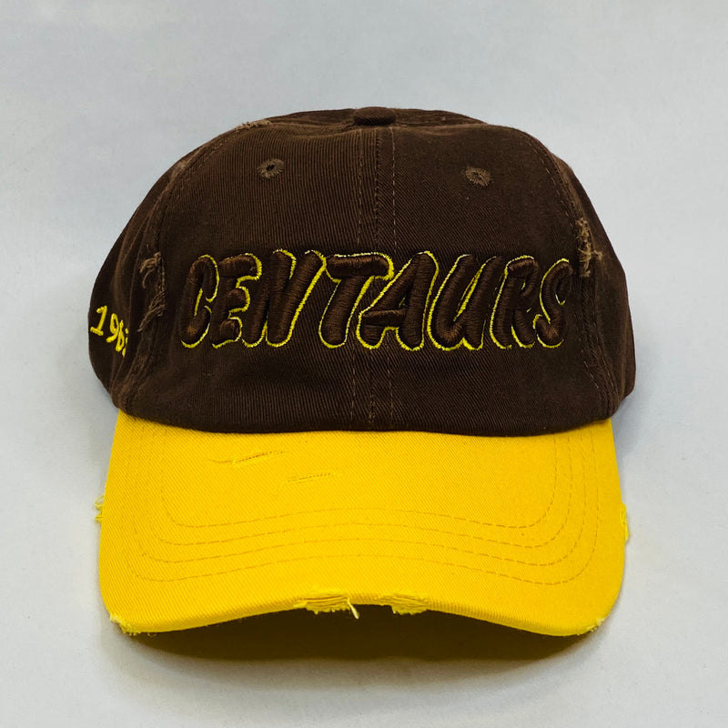 “CENTAURS” Iota Phi Theta Brown & Yellow Gold distressed hat
