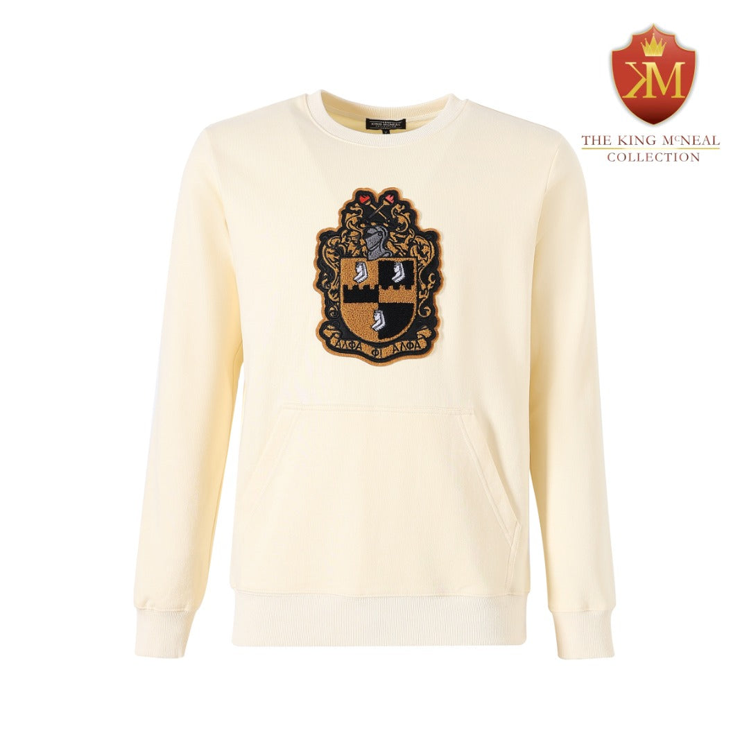 Alpha Neutral Chenille Crest Pocket Crewneck