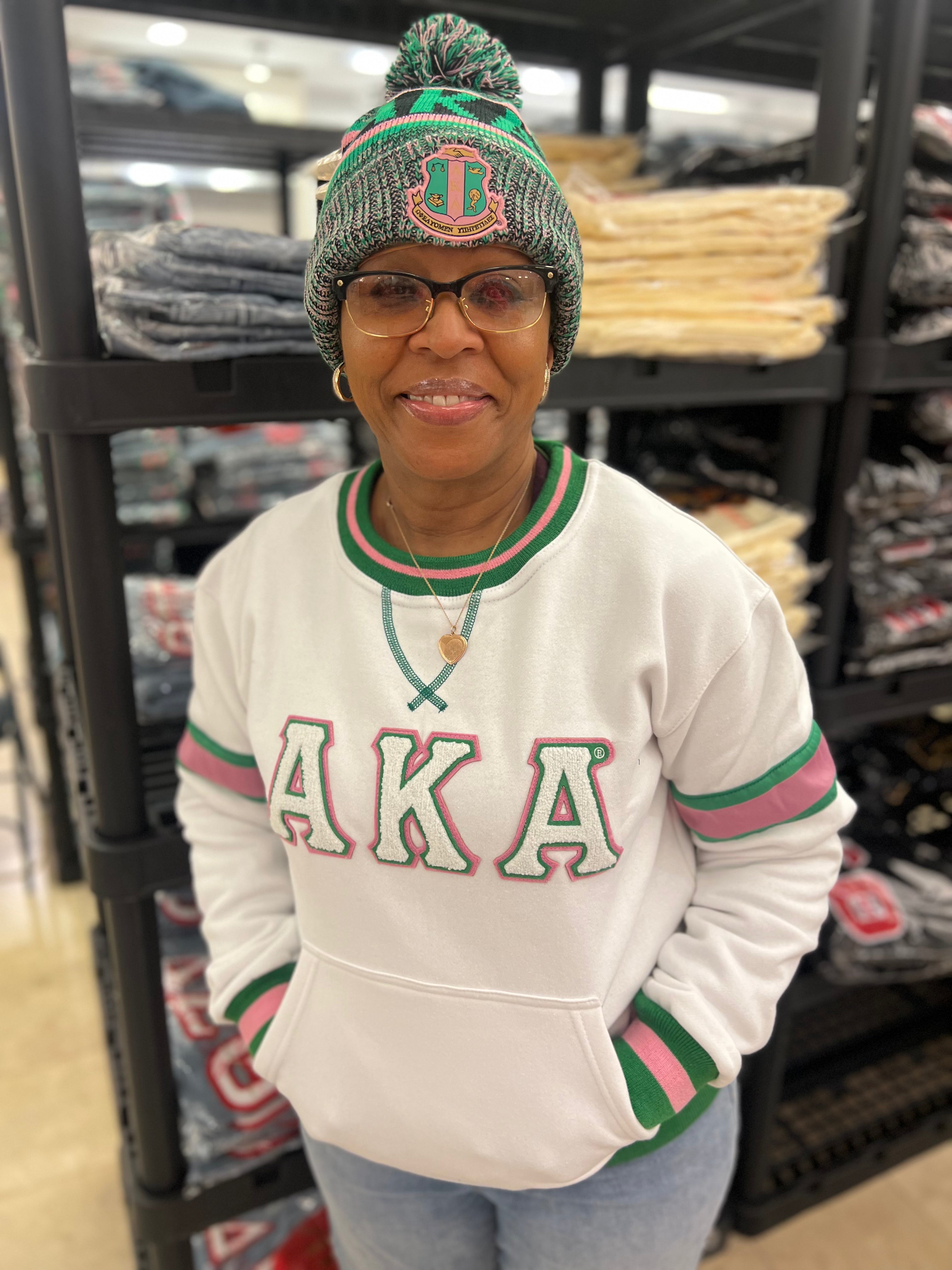 AKA White Stripe Chenille Crewneck (Unisex Size)