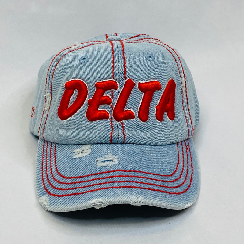 “DELTA” Delta Sigma Theta Light Denim Hat