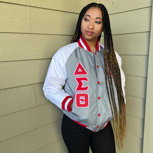 Grey Delta Bomber Jacket Custom Lining